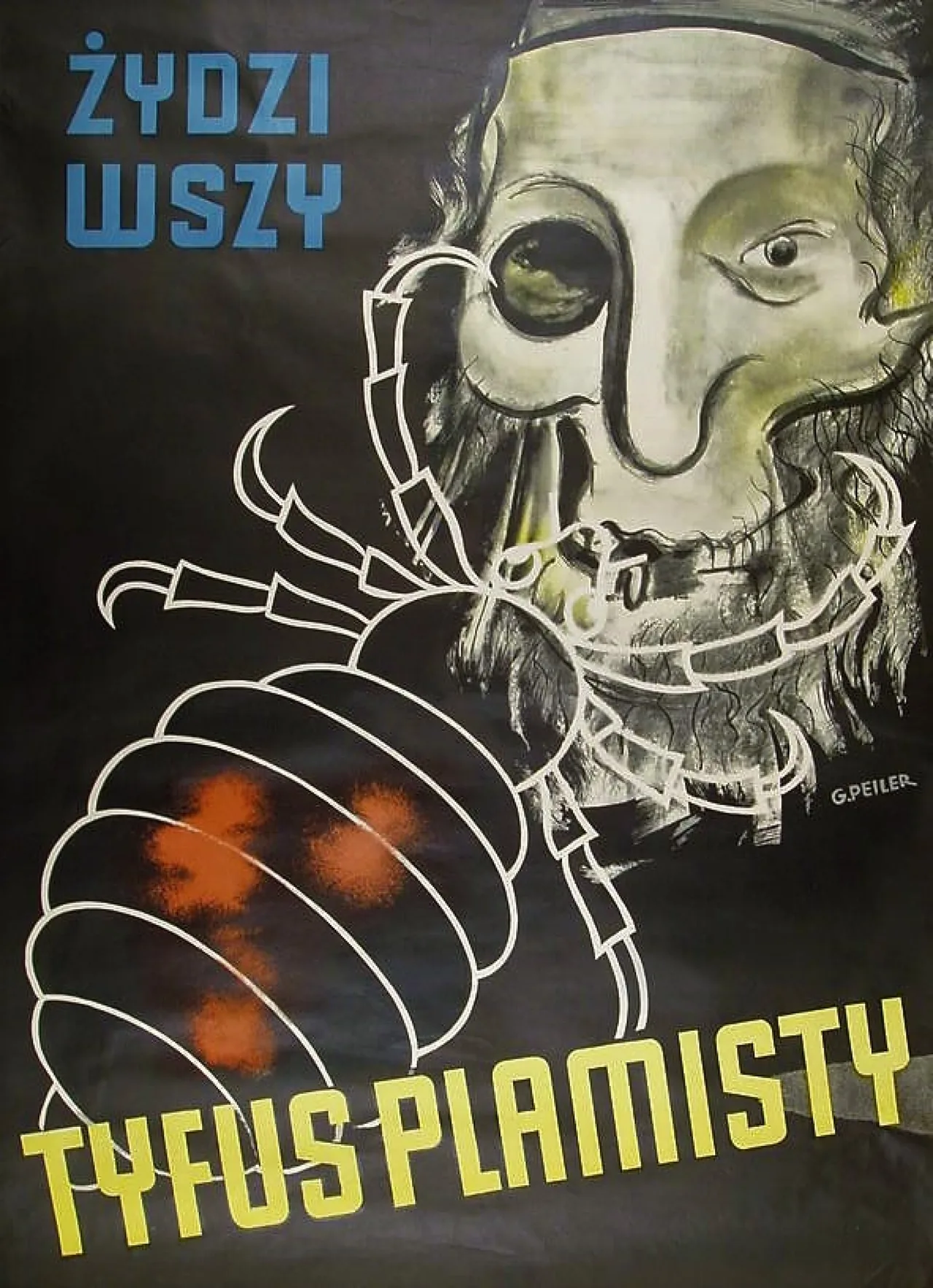 1942 German occupation poster in Polish associating Jews with typhus